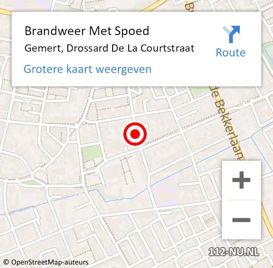 Locatie op kaart van de 112 melding: Brandweer Met Spoed Naar Gemert, Drossard De La Courtstraat op 25 november 2020 11:30