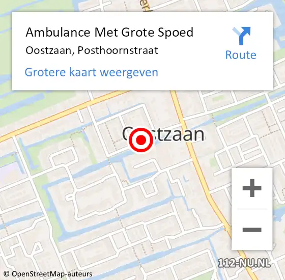 Locatie op kaart van de 112 melding: Ambulance Met Grote Spoed Naar Oostzaan, Posthoornstraat op 25 november 2020 13:02