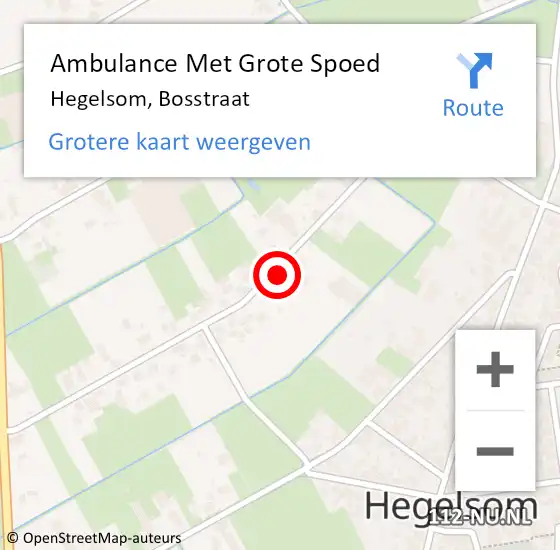 Locatie op kaart van de 112 melding: Ambulance Met Grote Spoed Naar Hegelsom, Bosstraat op 25 mei 2014 16:47