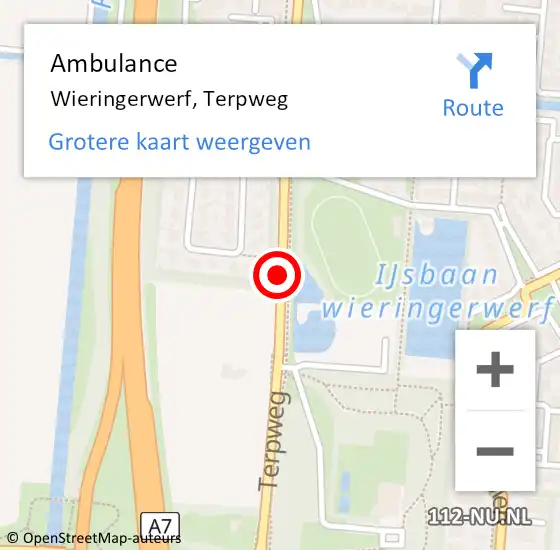 Locatie op kaart van de 112 melding: Ambulance Wieringerwerf, Terpweg op 25 november 2020 17:39