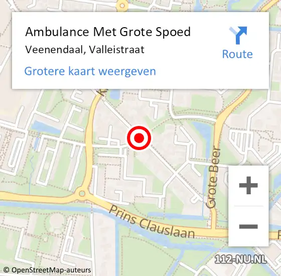 Locatie op kaart van de 112 melding: Ambulance Met Grote Spoed Naar Veenendaal, Valleistraat op 25 november 2020 18:00
