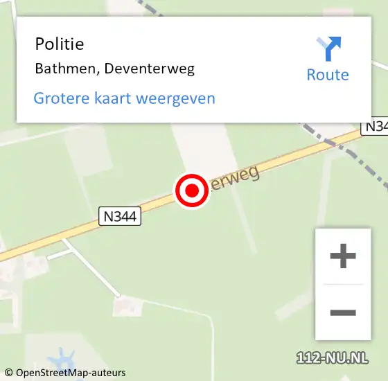 Locatie op kaart van de 112 melding: Politie Bathmen, Deventerweg op 25 november 2020 20:01