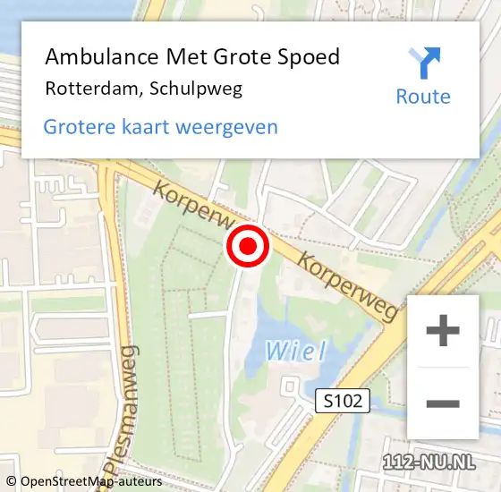 Locatie op kaart van de 112 melding: Ambulance Met Grote Spoed Naar Rotterdam, Schulpweg op 25 november 2020 21:17