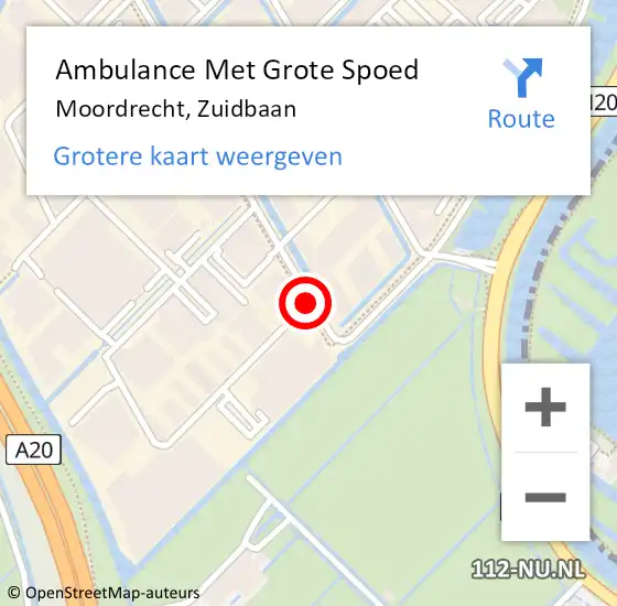 Locatie op kaart van de 112 melding: Ambulance Met Grote Spoed Naar Moordrecht, Zuidbaan op 25 november 2020 22:40