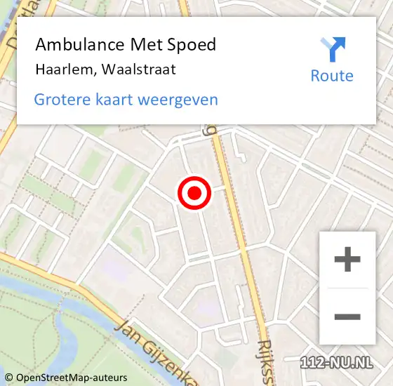 Locatie op kaart van de 112 melding: Ambulance Met Spoed Naar Haarlem, Waalstraat op 25 november 2020 23:03