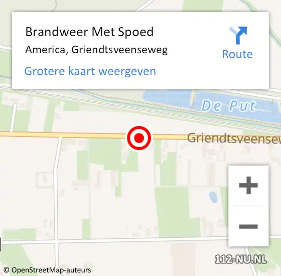 Locatie op kaart van de 112 melding: Brandweer Met Spoed Naar America, Griendtsveenseweg op 26 november 2020 00:03