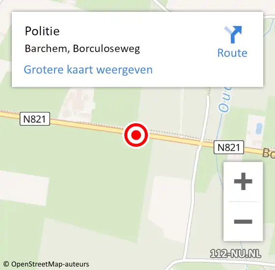 Locatie op kaart van de 112 melding: Politie Barchem, Borculoseweg op 26 november 2020 00:04