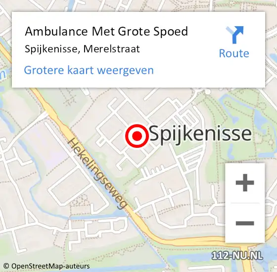 Locatie op kaart van de 112 melding: Ambulance Met Grote Spoed Naar Spijkenisse, Merelstraat op 26 november 2020 00:43