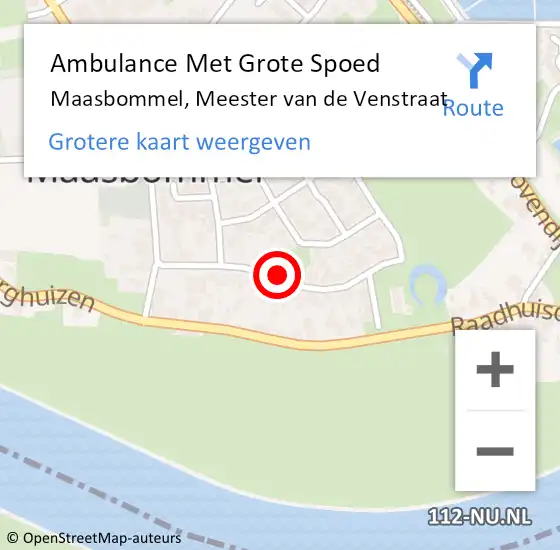 Locatie op kaart van de 112 melding: Ambulance Met Grote Spoed Naar Maasbommel, Meester van de Venstraat op 26 november 2020 03:41