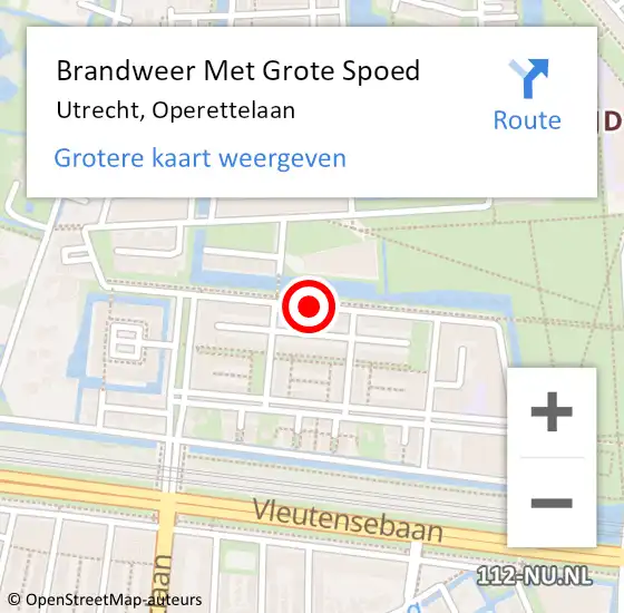 Locatie op kaart van de 112 melding: Brandweer Met Grote Spoed Naar Utrecht, Operettelaan op 26 november 2020 08:35