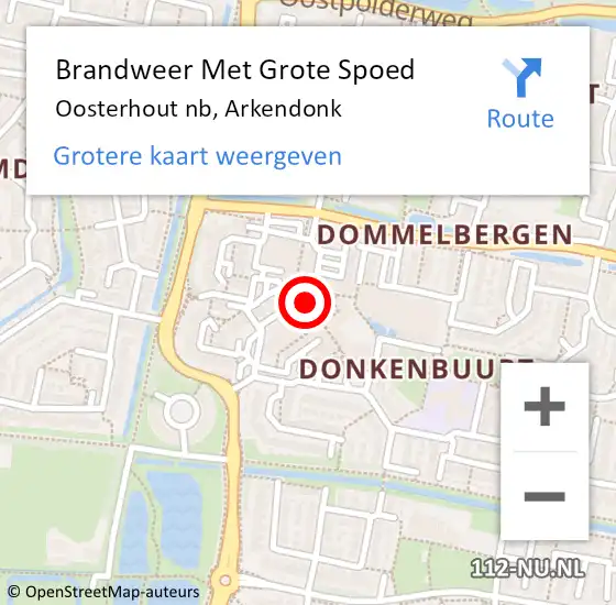 Locatie op kaart van de 112 melding: Brandweer Met Grote Spoed Naar Oosterhout nb, Arkendonk op 26 november 2020 09:49