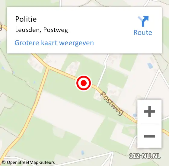 Locatie op kaart van de 112 melding: Politie Leusden, Postweg op 26 november 2020 10:50