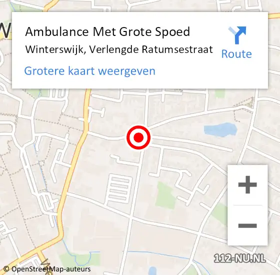 Locatie op kaart van de 112 melding: Ambulance Met Grote Spoed Naar Winterswijk, Verlengde Ratumsestraat op 25 mei 2014 18:14