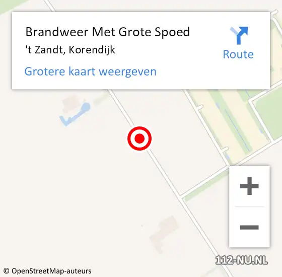 Locatie op kaart van de 112 melding: Brandweer Met Grote Spoed Naar 't Zandt, Korendijk op 26 november 2020 11:08