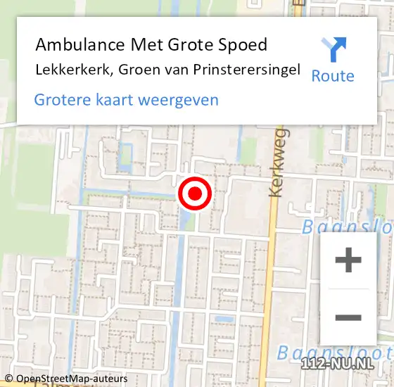 Locatie op kaart van de 112 melding: Ambulance Met Grote Spoed Naar Lekkerkerk, Groen van Prinsterersingel op 26 november 2020 12:59
