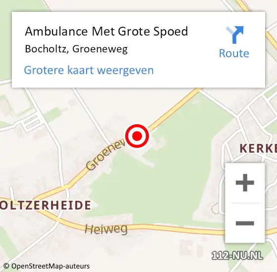 Locatie op kaart van de 112 melding: Ambulance Met Grote Spoed Naar Bocholtz, Groeneweg op 25 mei 2014 18:38