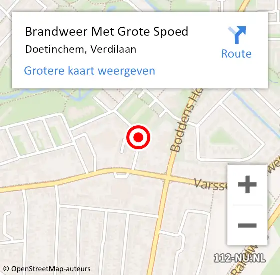 Locatie op kaart van de 112 melding: Brandweer Met Grote Spoed Naar Doetinchem, Verdilaan op 26 november 2020 14:08