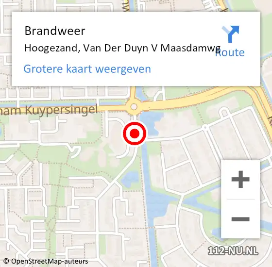 Locatie op kaart van de 112 melding: Brandweer Hoogezand, Van Der Duyn V Maasdamwg op 26 november 2020 14:28
