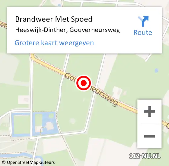 Locatie op kaart van de 112 melding: Brandweer Met Spoed Naar Heeswijk-Dinther, Gouverneursweg op 26 november 2020 14:29