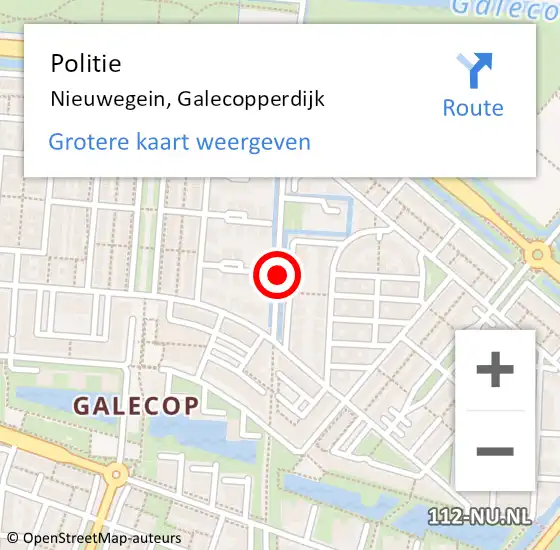 Locatie op kaart van de 112 melding: Politie Nieuwegein, Galecopperdijk op 26 november 2020 15:00