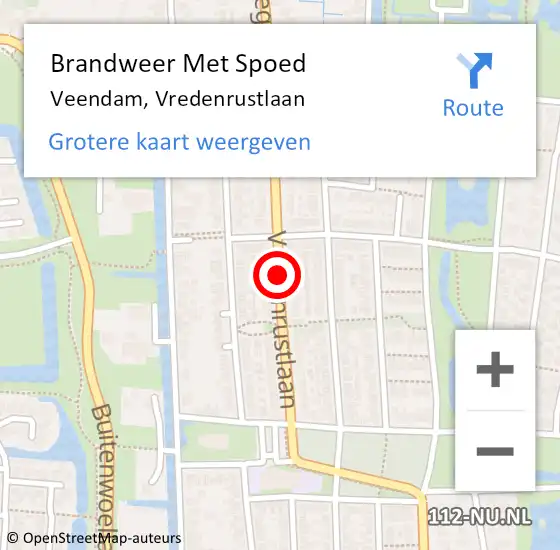 Locatie op kaart van de 112 melding: Brandweer Met Spoed Naar Veendam, Vredenrustlaan op 26 november 2020 15:47