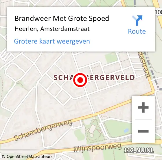 Locatie op kaart van de 112 melding: Brandweer Met Grote Spoed Naar Heerlen, Amsterdamstraat op 26 november 2020 15:54