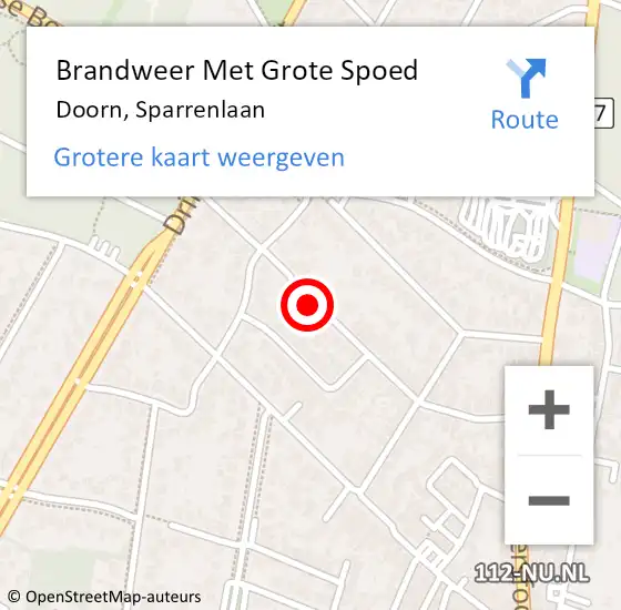 Locatie op kaart van de 112 melding: Brandweer Met Grote Spoed Naar Doorn, Sparrenlaan op 26 november 2020 17:18