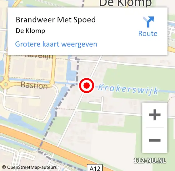 Locatie op kaart van de 112 melding: Brandweer Met Spoed Naar De Klomp op 26 november 2020 19:11