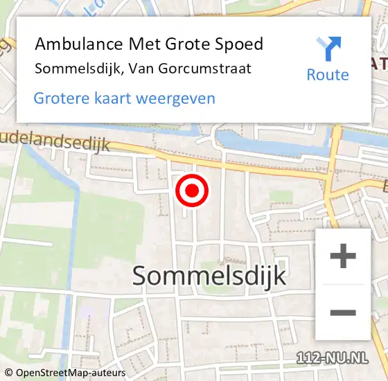 Locatie op kaart van de 112 melding: Ambulance Met Grote Spoed Naar Sommelsdijk, Van Gorcumstraat op 26 november 2020 19:36