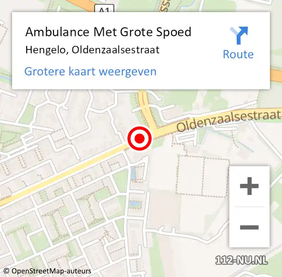 Locatie op kaart van de 112 melding: Ambulance Met Grote Spoed Naar Hengelo, Oldenzaalsestraat op 26 november 2020 19:50