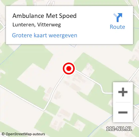 Locatie op kaart van de 112 melding: Ambulance Met Spoed Naar Lunteren, Vitterweg op 26 november 2020 20:27