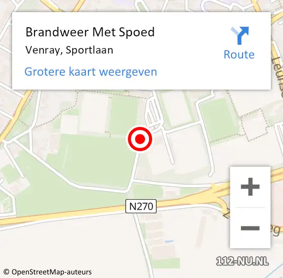 Locatie op kaart van de 112 melding: Brandweer Met Spoed Naar Venray, Sportlaan op 26 november 2020 23:47