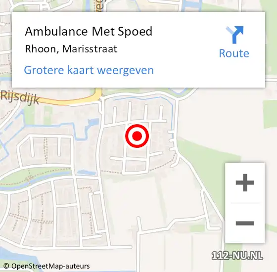 Locatie op kaart van de 112 melding: Ambulance Met Spoed Naar Rhoon, Marisstraat op 27 november 2020 02:45