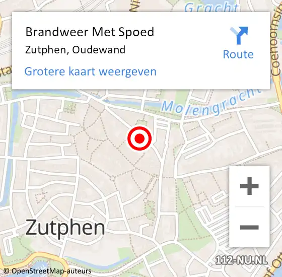 Locatie op kaart van de 112 melding: Brandweer Met Spoed Naar Zutphen, Oudewand op 27 november 2020 03:48