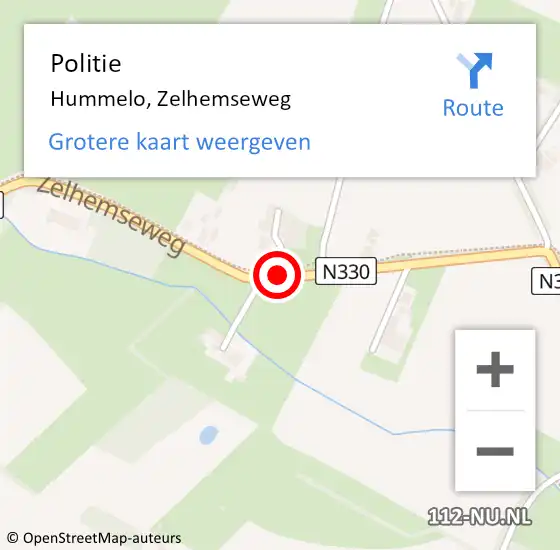 Locatie op kaart van de 112 melding: Politie Hummelo, Zelhemseweg op 27 november 2020 06:58