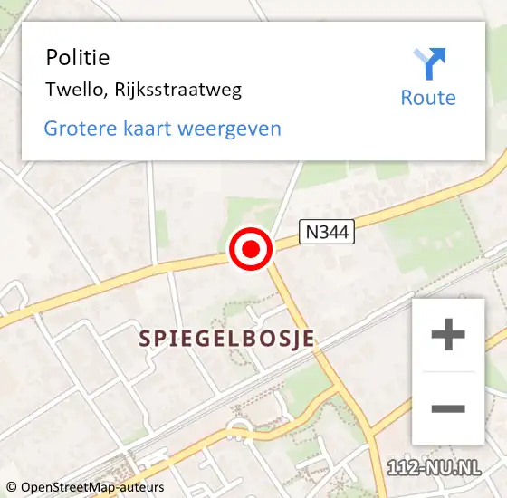 Locatie op kaart van de 112 melding: Politie Twello, Rijksstraatweg op 27 november 2020 07:56