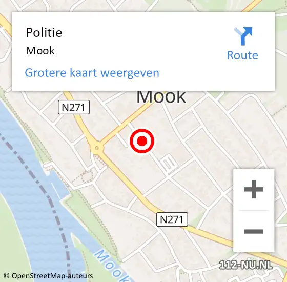 Locatie op kaart van de 112 melding: Politie Mook op 27 november 2020 08:52