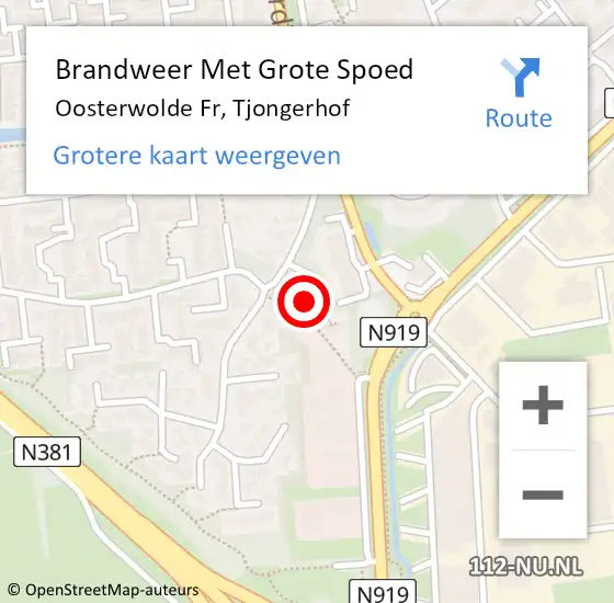 Locatie op kaart van de 112 melding: Brandweer Met Grote Spoed Naar Oosterwolde Fr, Tjongerhof op 27 november 2020 09:27