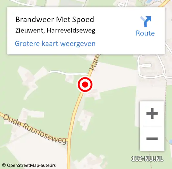 Locatie op kaart van de 112 melding: Brandweer Met Spoed Naar Zieuwent, Harreveldseweg op 27 november 2020 09:37