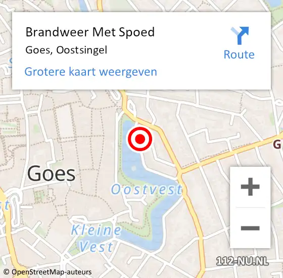 Locatie op kaart van de 112 melding: Brandweer Met Spoed Naar Goes, Oostsingel op 25 mei 2014 20:09