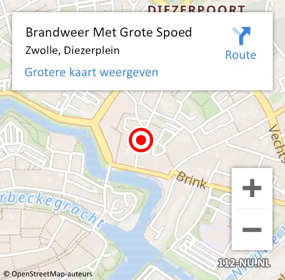 Locatie op kaart van de 112 melding: Brandweer Met Grote Spoed Naar Zwolle, Diezerplein op 27 november 2020 10:41