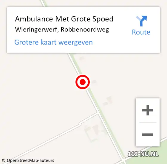 Locatie op kaart van de 112 melding: Ambulance Met Grote Spoed Naar Wieringerwerf, Robbenoordweg op 27 november 2020 11:11