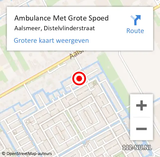 Locatie op kaart van de 112 melding: Ambulance Met Grote Spoed Naar Aalsmeer, Distelvlinderstraat op 27 november 2020 11:59