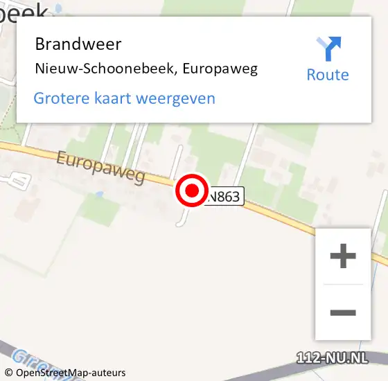 Locatie op kaart van de 112 melding: Brandweer Nieuw-Schoonebeek, Europaweg op 27 november 2020 12:12