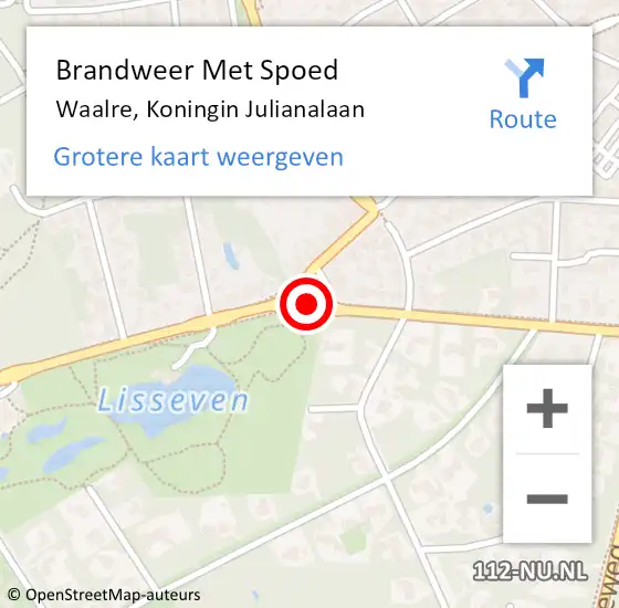 Locatie op kaart van de 112 melding: Brandweer Met Spoed Naar Waalre, Koningin Julianalaan op 27 november 2020 12:28