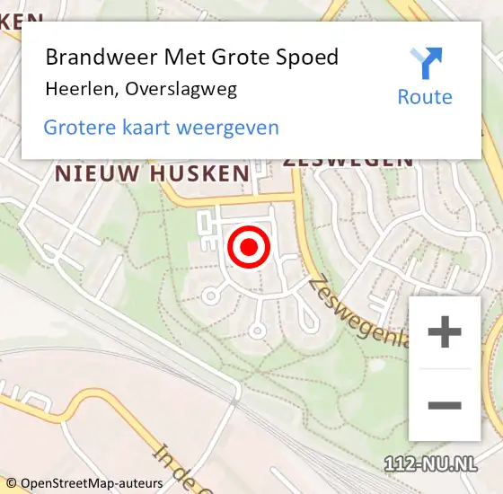 Locatie op kaart van de 112 melding: Brandweer Met Grote Spoed Naar Heerlen, Overslagweg op 27 november 2020 12:31