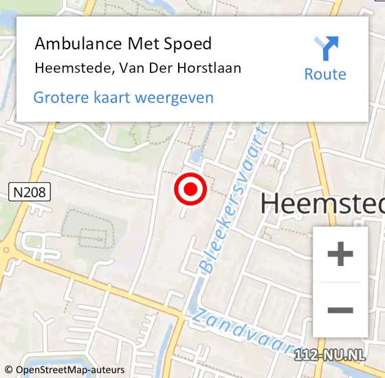 Locatie op kaart van de 112 melding: Ambulance Met Spoed Naar Heemstede, Van Der Horstlaan op 27 november 2020 12:39