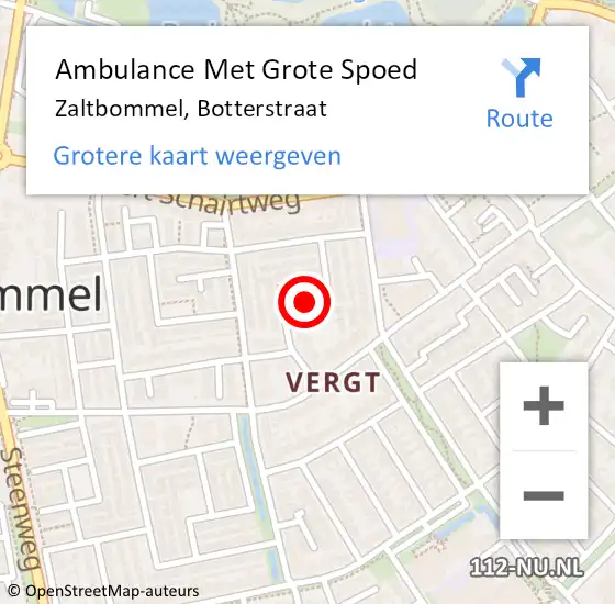 Locatie op kaart van de 112 melding: Ambulance Met Grote Spoed Naar Zaltbommel, Botterstraat op 27 november 2020 12:52