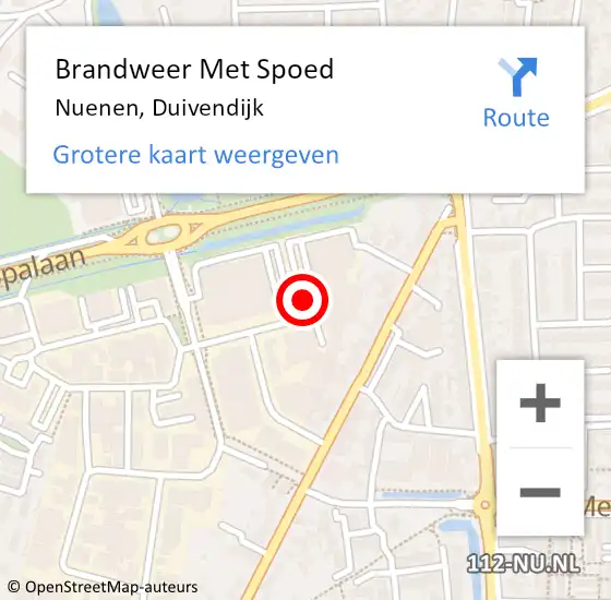 Locatie op kaart van de 112 melding: Brandweer Met Spoed Naar Nuenen, Duivendijk op 27 november 2020 13:19