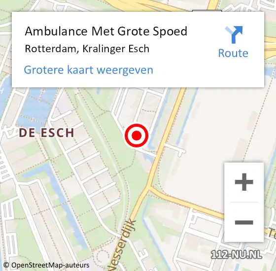 Locatie op kaart van de 112 melding: Ambulance Met Grote Spoed Naar Rotterdam, Kralinger Esch op 27 november 2020 14:34
